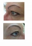 Före och efter tatuering ögonbryn eyeliner övre och under